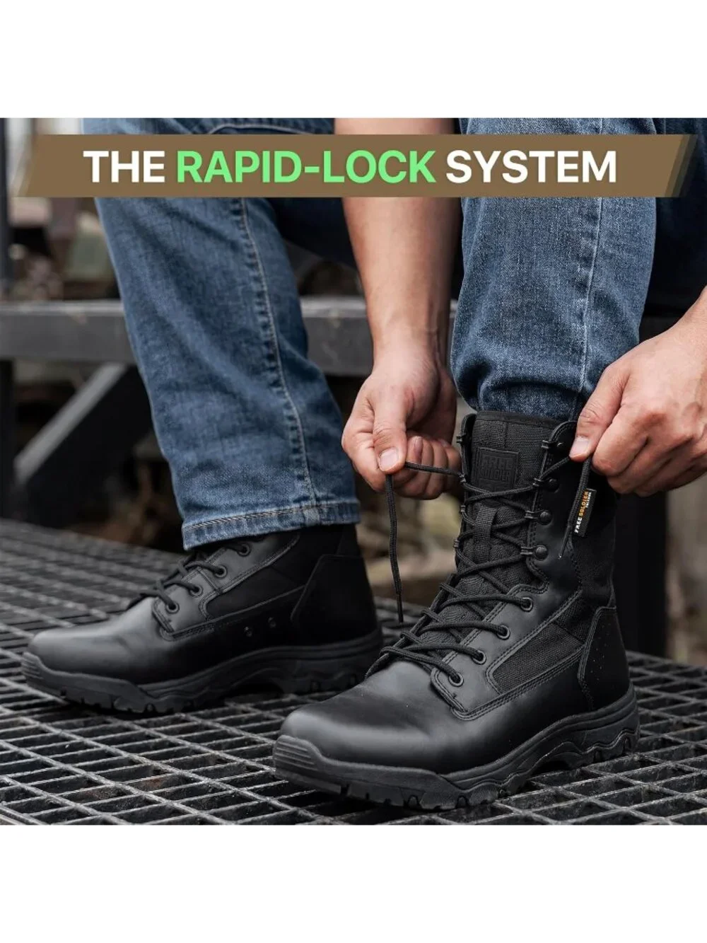 Men's Bright Black Combat Boots Durable Suede Leather Military Army Desert Boot